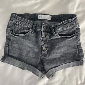 Grey stretchy jean shorts! Button up-no zipper. 7/w28